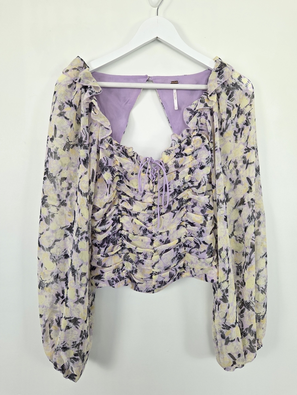 Free People Lilac Combo Mabel Print Blouse Size S - Picture 3 of 11